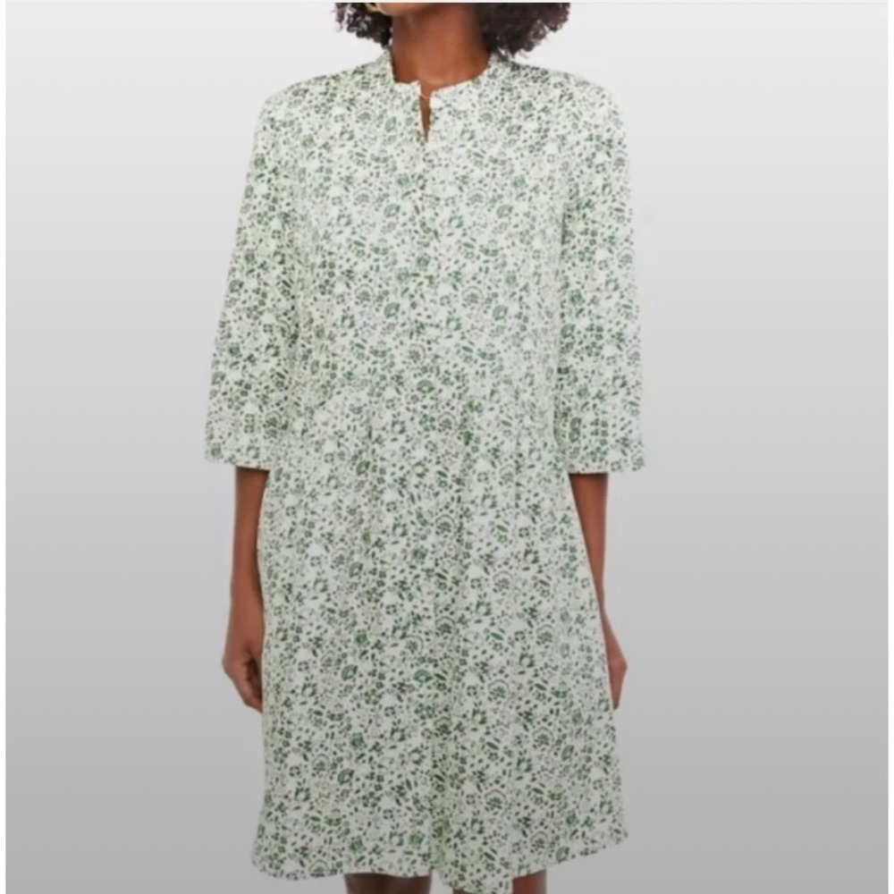 Tuckernuck Ditsy Meadow Royal Shirt Dress Green‎ Floral Cotton Dress S